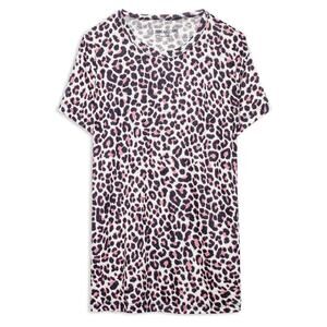 Zadig & Voltaire Womens Walk AO Tee‎ Shirt XS Linen Leopard Print Relaxed Fit